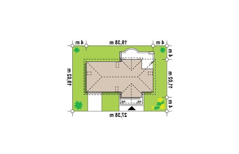 Projekt domu parterowego Z2 f+ L 40 GP ant - Usytuowanie - wersja lustrzana