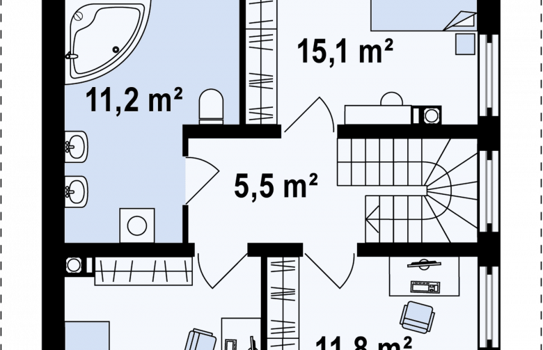 Projekt domu z poddaszem Z115 - rzut poddasza