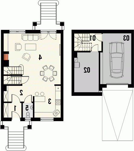 Rzut projektu FRAZA - wersja lustrzana