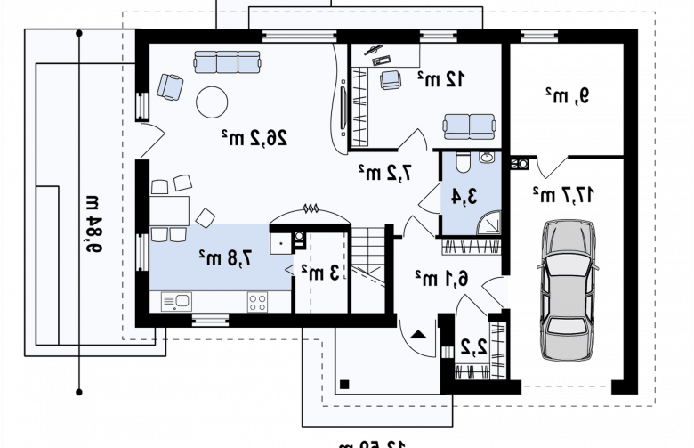 Projekt domu z poddaszem Z125 - rzut parteru