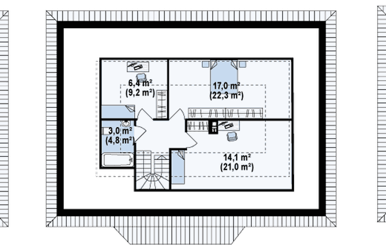 Projekt domu parterowego Z185 - rzut poddasza