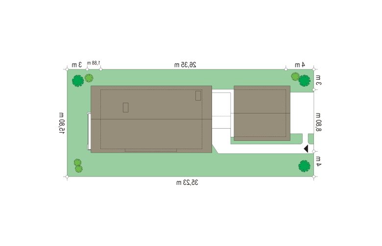 Projekt domu szkieletowego Lugano (124) - Usytuowanie - wersja lustrzana