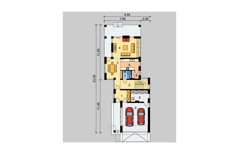 Projekt domu wielorodzinnego LK&709 - parter