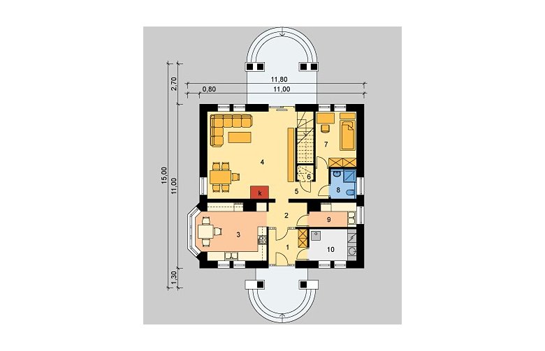 Projekt domu piętrowego LK&710 - parter