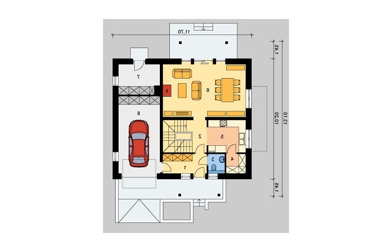 Projekt domu wielorodzinnego LK&717 - parter