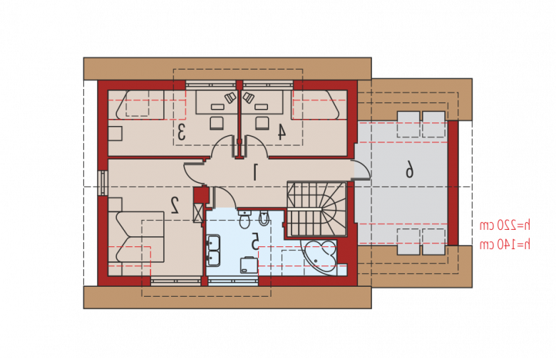 Projekt domu z poddaszem Calineczka G1 - poddasze