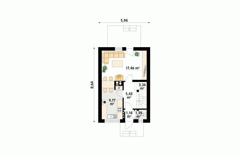 Projekt domu szkieletowego Mini 2 - 