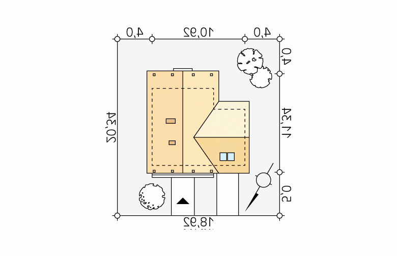 Projekt domu wielorodzinnego Mikrus 3 - Usytuowanie - wersja lustrzana