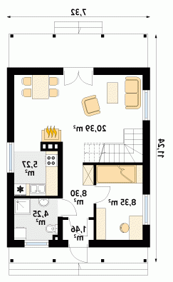 Rzut projektu Mikrus 2 - wersja lustrzana