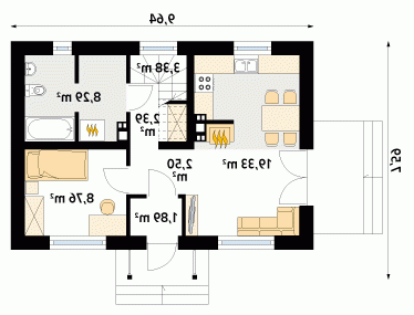 Rzut projektu Motylek 2 - wersja lustrzana