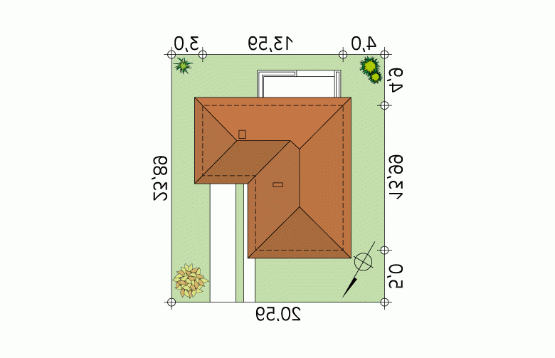 Projekt domu dwurodzinnego Neptun 2 - Usytuowanie - wersja lustrzana