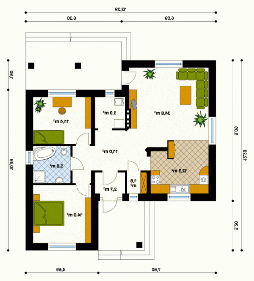 Rzut projektu Omega - wersja lustrzana