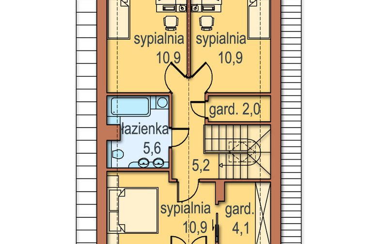 Projekt domu wielorodzinnego Piotruś - poddasze