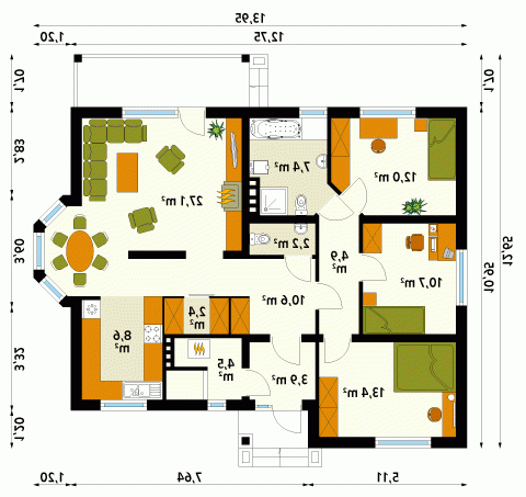 Rzut projektu Poemat 4 - wersja lustrzana