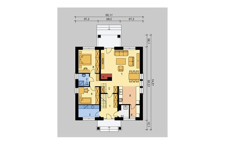 Projekt domu dwurodzinnego LK&729 - parter