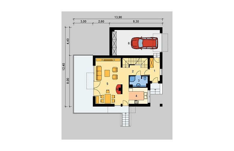 Projekt domu wielorodzinnego LK&734 - parter