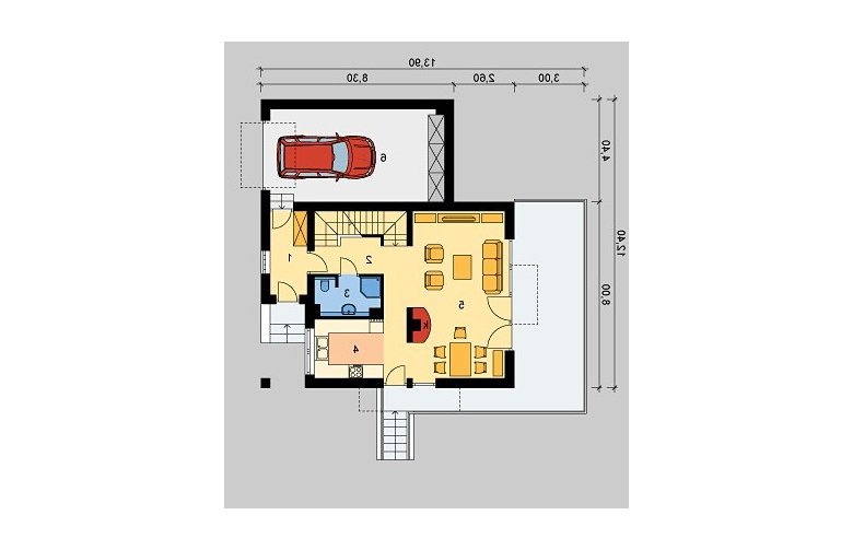 Projekt domu wielorodzinnego LK&734 - parter