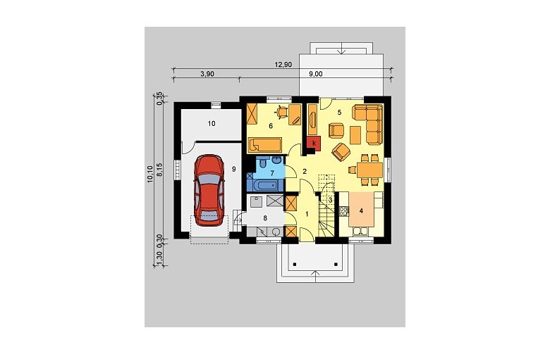 Projekt domu wielorodzinnego LK&726 - parter