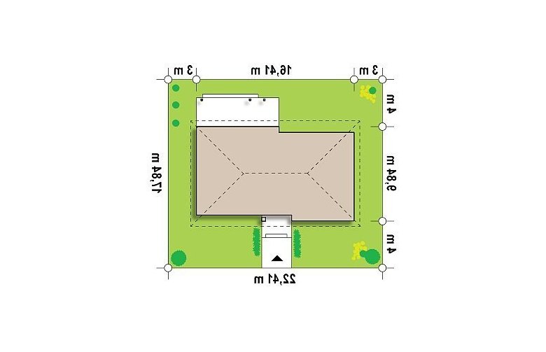 Projekt domu parterowego Z140 - Usytuowanie - wersja lustrzana