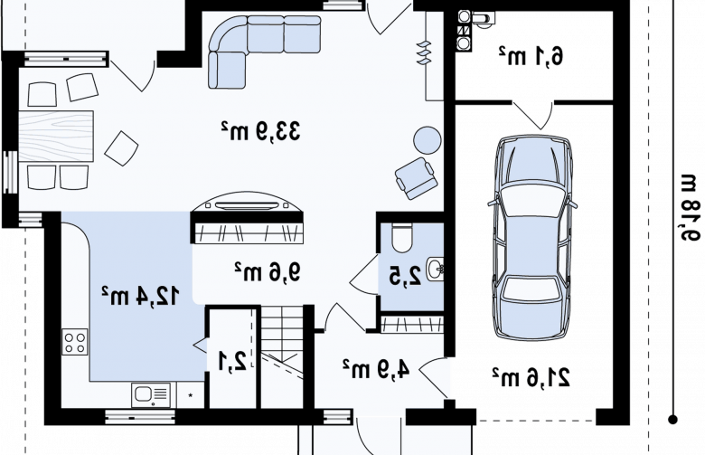 Projekt domu z poddaszem Z129 - rzut parteru