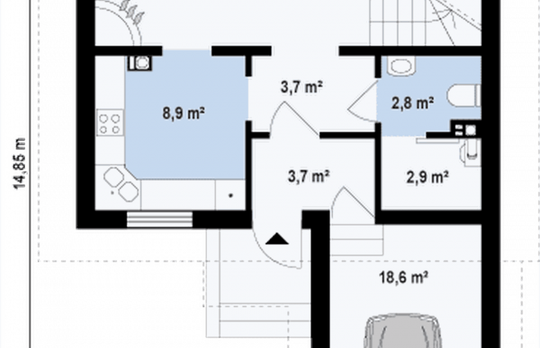 Projekt domu z poddaszem Z1 L GF - rzut parteru