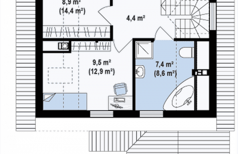 Projekt domu z poddaszem Z1 L GF - rzut poddasza