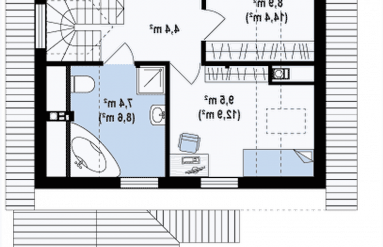 Projekt domu z poddaszem Z1 L GF - rzut poddasza