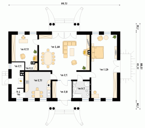 Rzut projektu Tercja 6 - wersja lustrzana