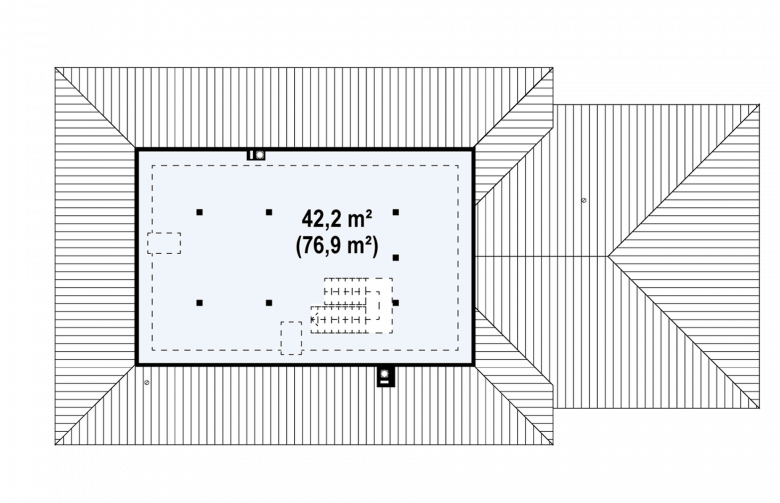 Projekt domu parterowego Z35 - rzut poddasza