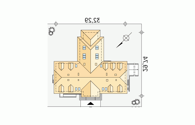 Projekt dworku Polana 3 - Usytuowanie - wersja lustrzana