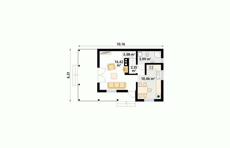 Projekt domu letniskowego Poziomka dr-S - 