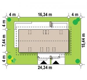 Usytuowanie budynku Z184 dom jednorodzinny dwulokalowy