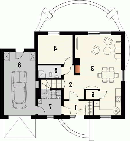 Rzut projektu BORSALINO - wersja lustrzana