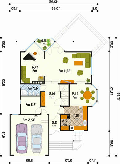 Rzut projektu Sasanka dr-ST - wersja lustrzana