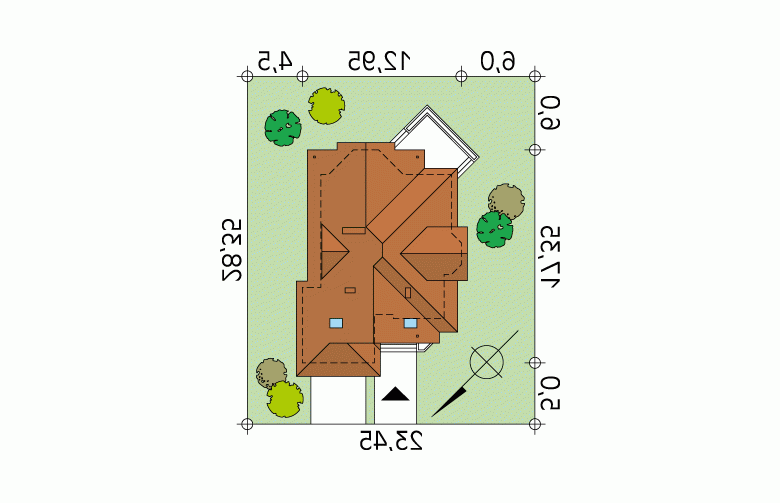 Projekt domu z bala Sasanka dr-ST - Usytuowanie - wersja lustrzana