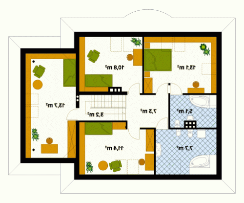 Rzut projektu Skowronek 2 - wersja lustrzana