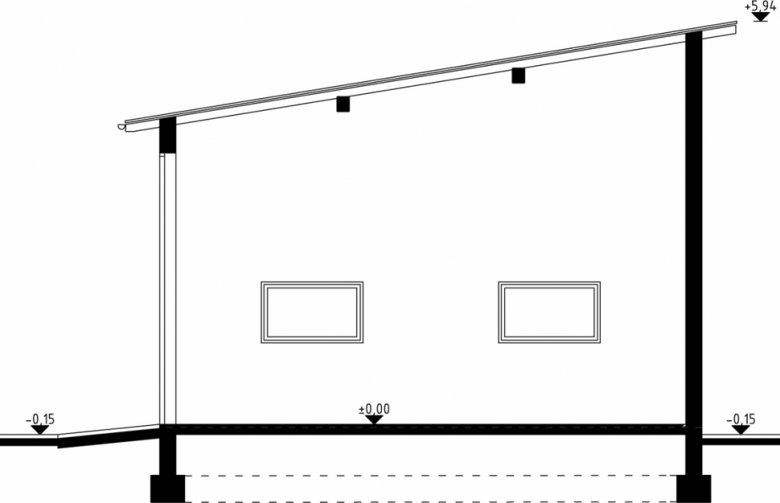 Projekt domu energooszczędnego G14 - Budynek garażowy - przekrój 1