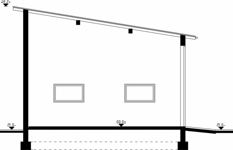 Projekt domu energooszczędnego G14 - Budynek garażowy - przekrój 1