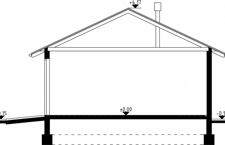 Projekt budynku gospodarczego G17 - Budynek garażowo - gospodarczy - przekrój 1