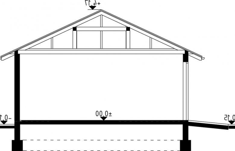 Projekt budynku gospodarczego G19 - Budynek garażowo - gospodarczy - przekrój 1