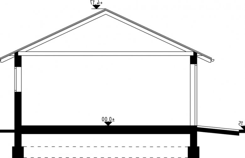 Projekt garażu G21 - Budynek garażowy z wiatą - przekrój 1