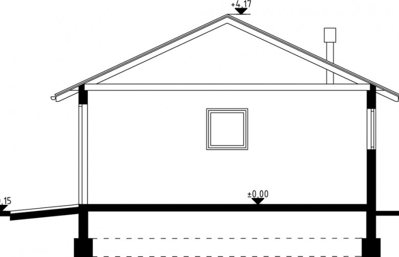 Projekt domu energooszczędnego G22 - Budynek garażowy - przekrój 1