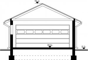 Przekrój projektu G23 - Budynek garażowo - gospodarczy w wersji lustrzanej