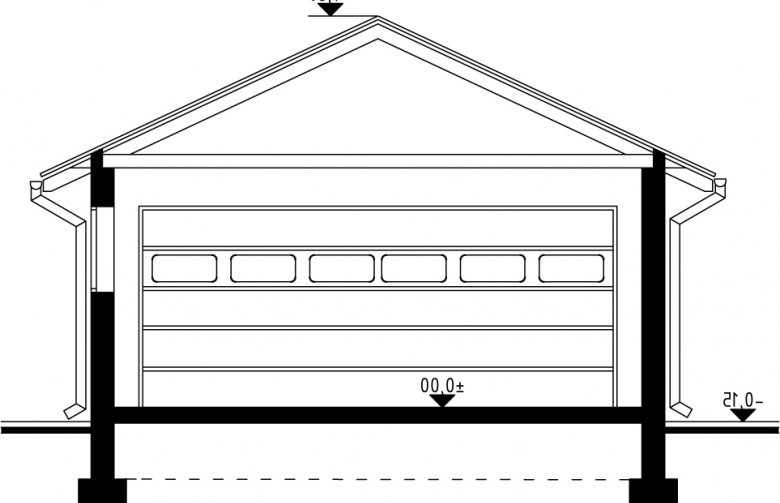 Projekt domu energooszczędnego G23 - Budynek garażowo - gospodarczy - przekrój 1