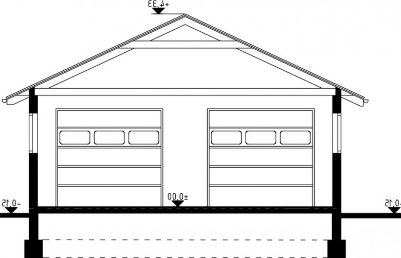 Projekt domu energooszczędnego G24 - Budynek garażowo - gospodarczy - przekrój 1
