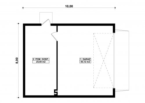 Rzut projektu G25 - Budynek garażowo - gospodarczy
