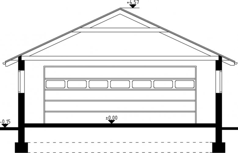 Projekt budynku gospodarczego G25 - Budynek garażowo - gospodarczy - przekrój 1