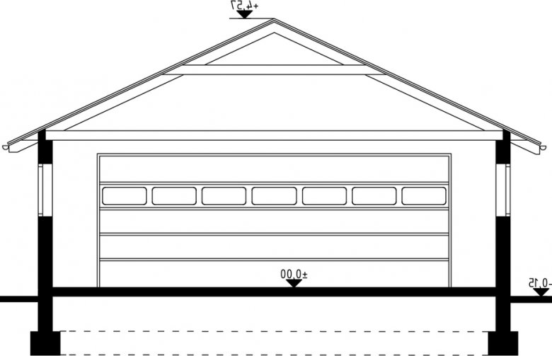 Projekt budynku gospodarczego G25 - Budynek garażowo - gospodarczy - przekrój 1