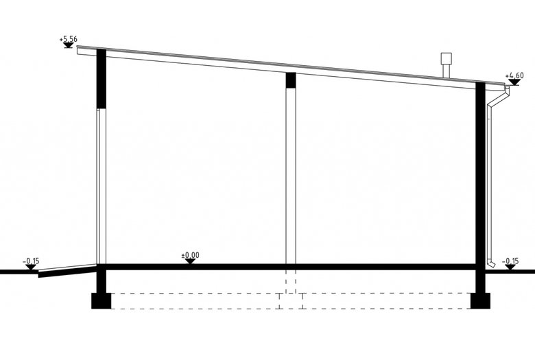 Projekt domu energooszczędnego G26 - Budynek garażowy - przekrój 1