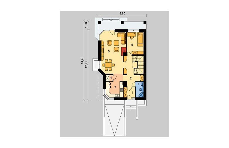 Projekt domu wielorodzinnego LK&736 - parter